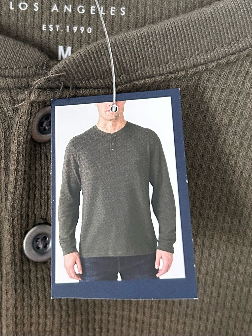 Lucky Brand NWT Men’s Size M Long Sleeve Waffle Knit Henley Sweater - Picture 4 of 13